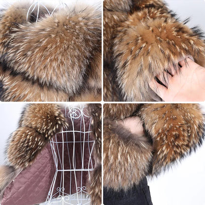 Maomaokong Winter Raccoon Fur Coat