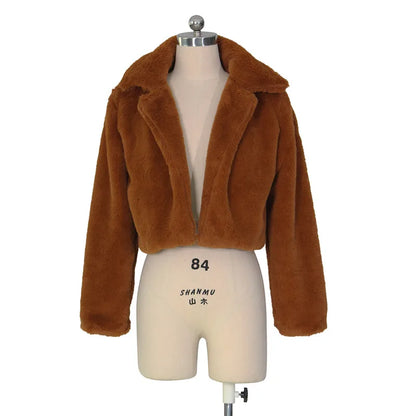 Women Faux Fur Coats Long Sleeve