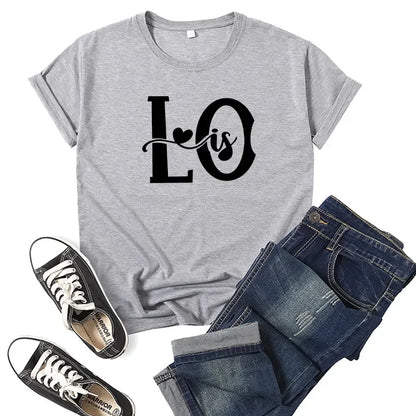 Splicing Love Heart Print T-shirt