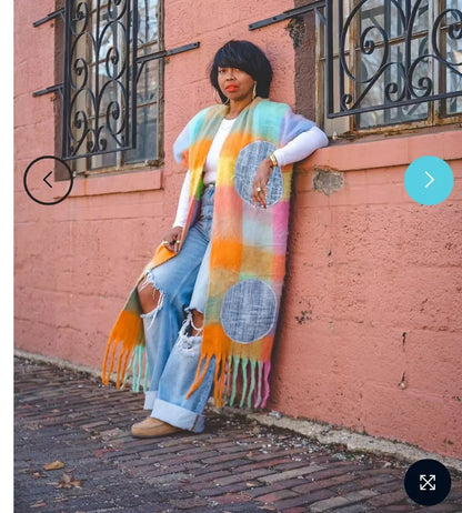 Multicolor Fuzzy Long Cardigan