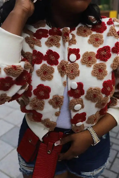 Flowers Jacquard Plush Wool Jacket