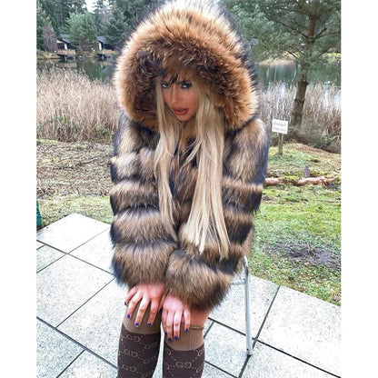 Maomaokong Winter Raccoon Fur Coat