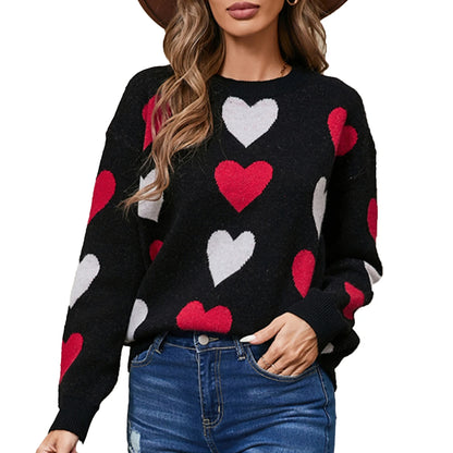 Heart Pattern Knit Sweater