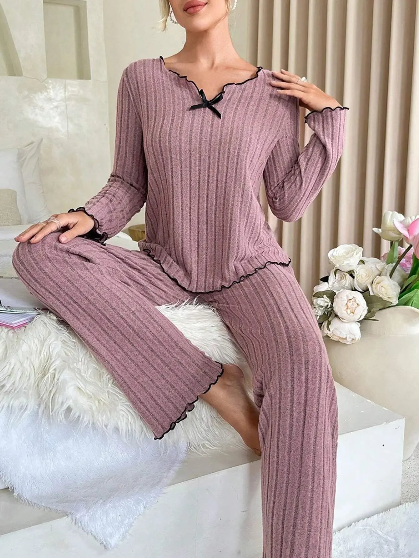 Long-Sleeve Ribbed Top