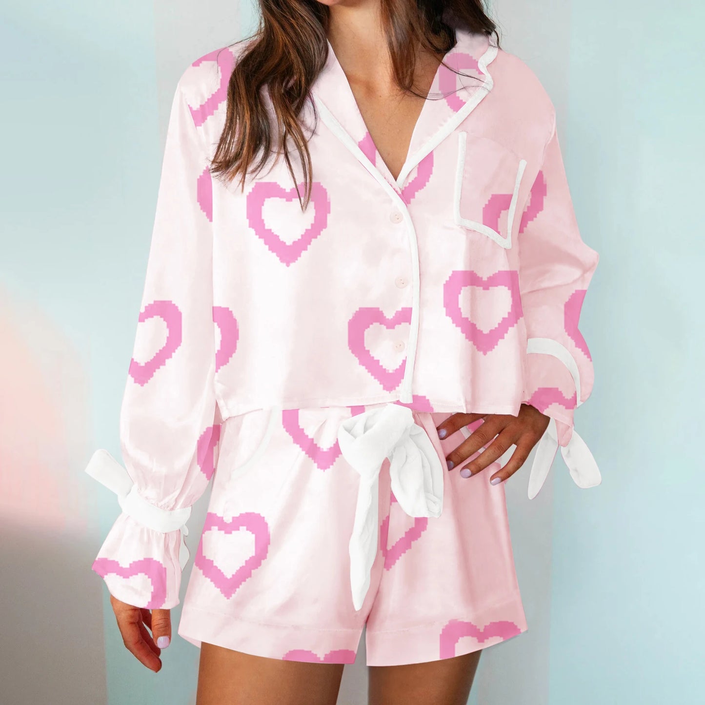 Long Sleeve Heart Print Shirt