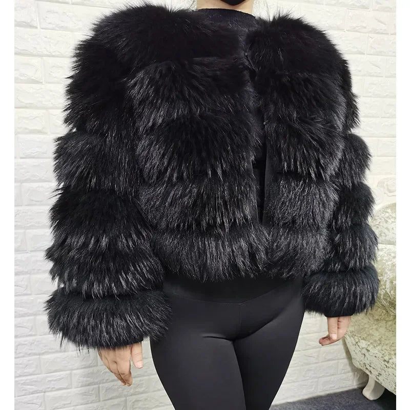 Maomaokong Winter Raccoon Fur Coat