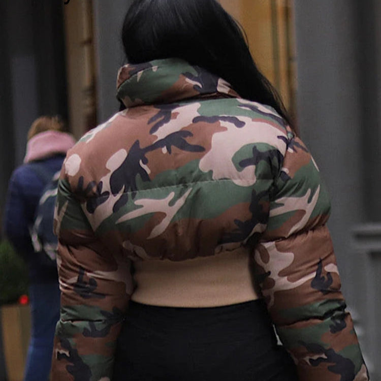 Camouflage Zipper Puffer Jacket