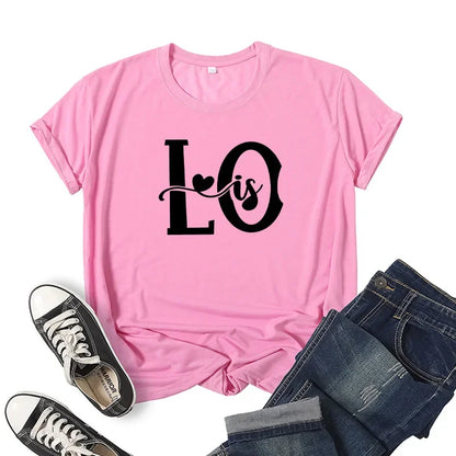 Splicing Love Heart Print T-shirt