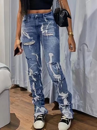 Spicy Girl Style Straight Leg Denim Pants