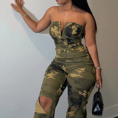 Camouflage Jumpsuit Romper