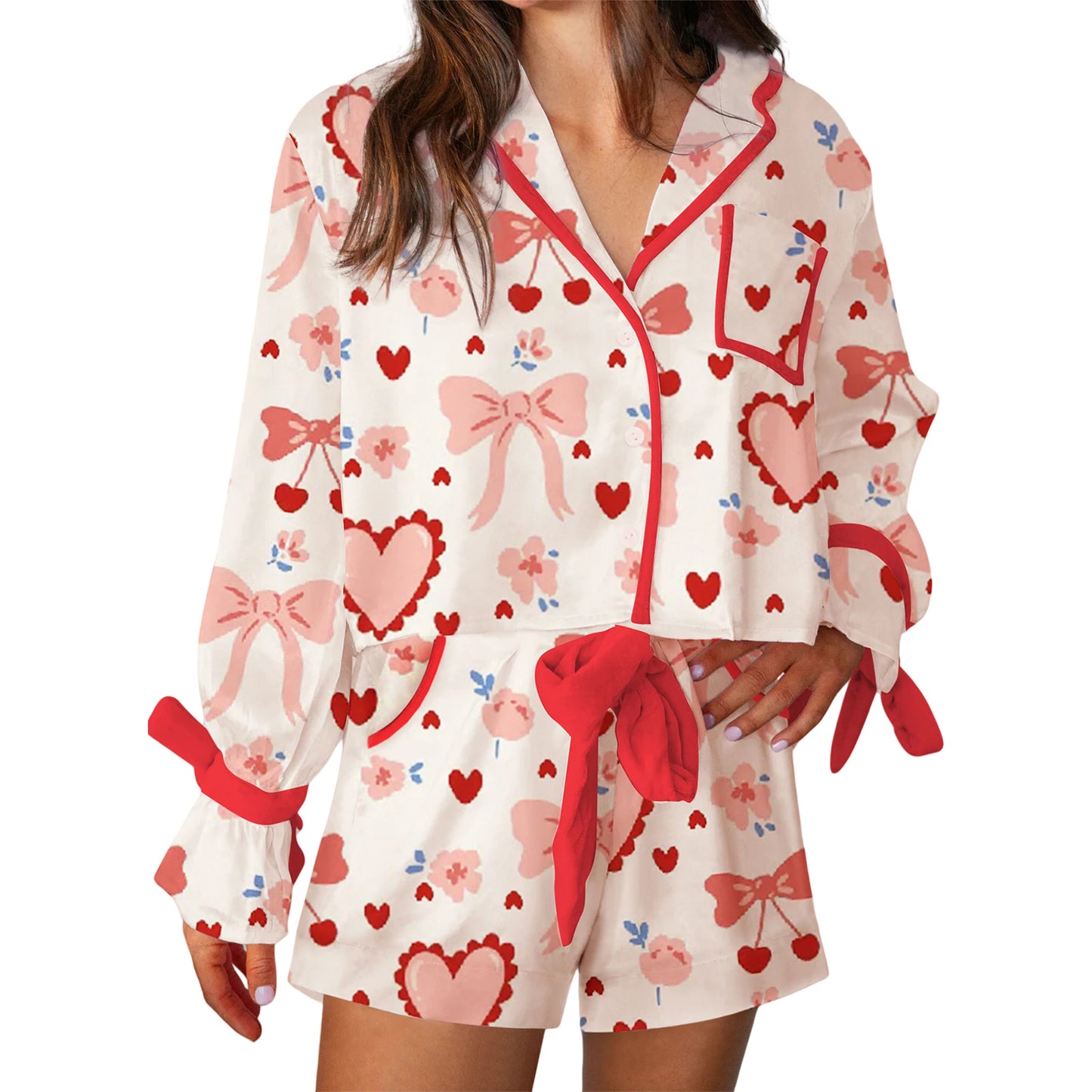 Long Sleeve Heart Print Shirt