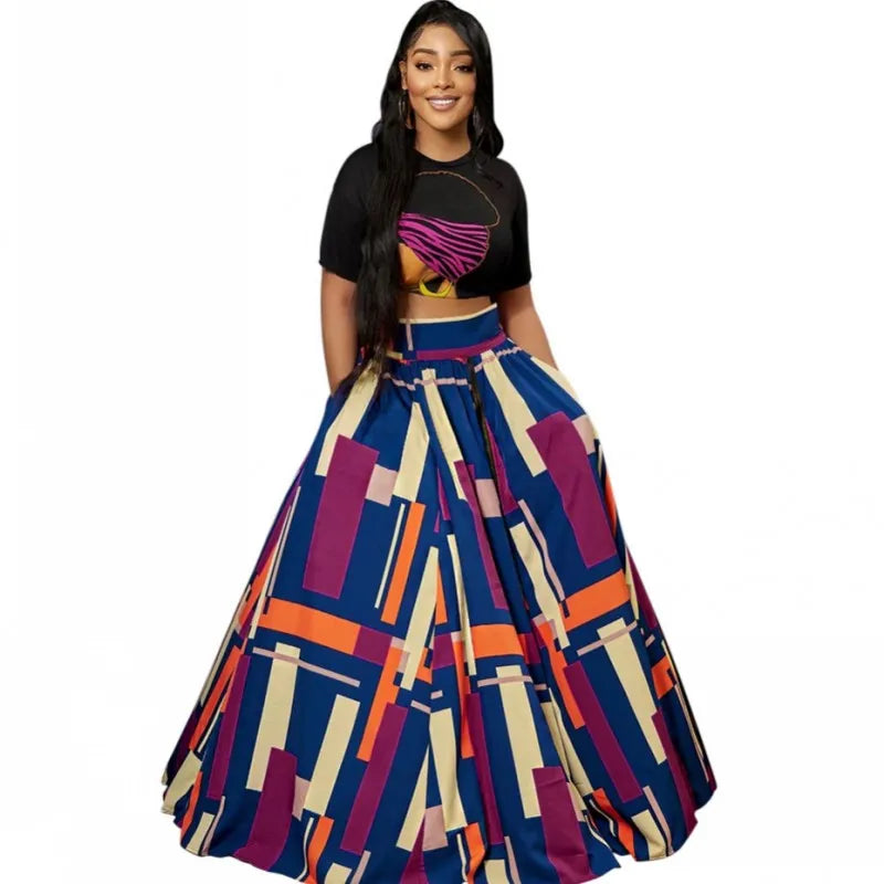 Long African Skirt Clothes Women 2 Piece Set