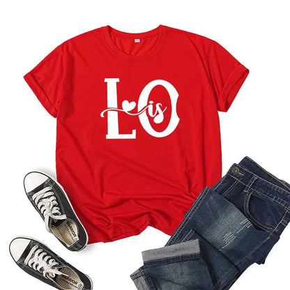 Splicing Love Heart Print T-shirt