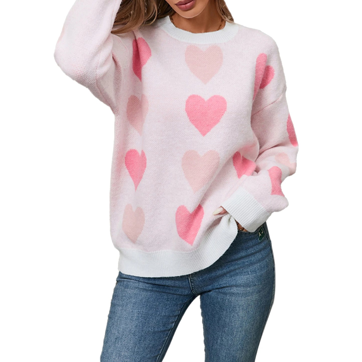 Heart Pattern Knit Sweater