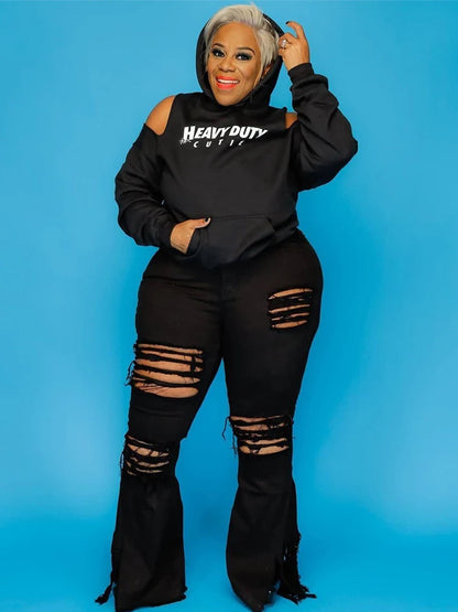 Plus Size Outwears Women Hooded Sweatshirts