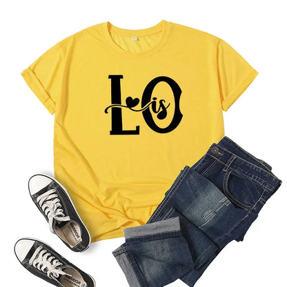 Splicing Love Heart Print T-shirt