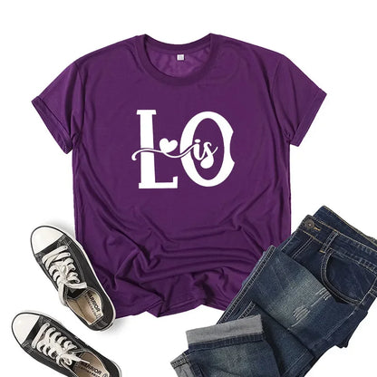 Splicing Love Heart Print T-shirt