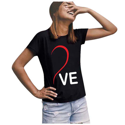 Valentine's Day T-shirt Heart Love Letter Printed