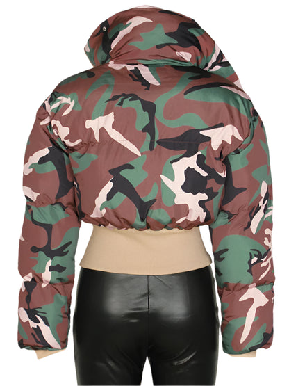 Camouflage Zipper Puffer Jacket