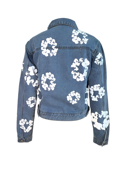 Streetwear Floral Print Denim Club Tops